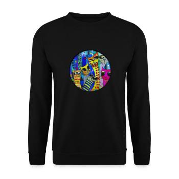 chats ronds - Sweat-shirt Unisexe - noir - Devant - Alina (178cm) & Michal (187cm)