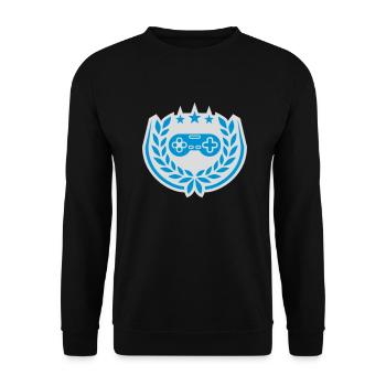 Controller Retro Sterne Lorbeerkranz - Unisex Pullover - Schwarz - Vorne - Alina (178cm) & Michal (187cm)