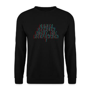 Gamer sterben nicht sie respawnen - Unisex Pullover - Schwarz - Vorne - Alina (178cm) & Michal (187cm)