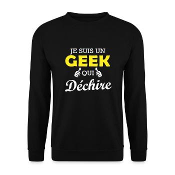 je suis un geek qui déchire / cadeau humour geek - Sweat-shirt Unisexe - noir - Devant - Alina (178cm) & Michal (187cm)