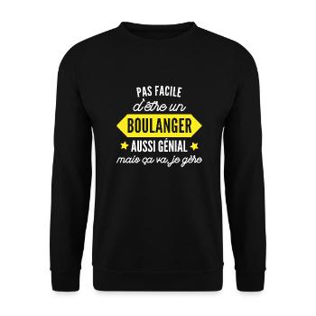 boulanger génial / cadeau humour boulanger - Sweat-shirt Unisexe - noir - Devant - Alina (178cm) & Michal (187cm)