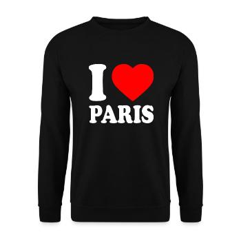 I love paris - Unisex Pullover - Schwarz - Vorne - Alina (178cm) & Michal (187cm)