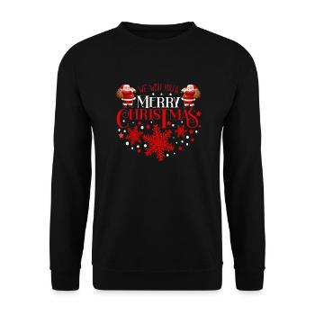 Nous vous souhaitons un Joyeux Noël Père Noël - Sweat-shirt Unisexe - noir - Devant - Alina (178cm) & Michal (187cm)