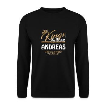 Kings Are Named Andreas Lustiges Geschenk - Unisex Pullover - Schwarz - Vorne - Alina (178cm) & Michal (187cm)