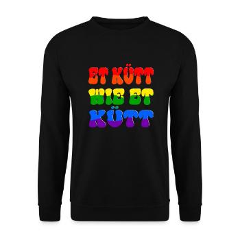 Kölner Et Kütt Wie Et Kütt Köln Dialekt - Unisex Pullover - Schwarz - Vorne - Alina (178cm) & Michal (187cm)
