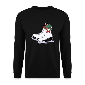 Schlittschuhe Weihnachten - Unisex Pullover - Schwarz - Vorne - Alina (178cm) & Michal (187cm)
