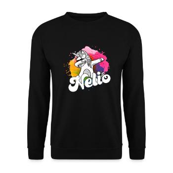 NELIO - Beautiful Boy Name with Cool Unicorn - Unisex Sweatshirt - black - Front - Alina (178cm) & Michal (187cm)