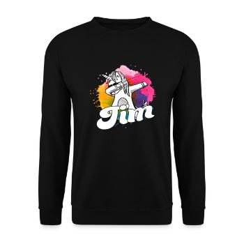 TIM - Beau nom de garçon avec licorne cool - Sweat-shirt Unisexe - noir - Devant - Alina (178cm) & Michal (187cm)