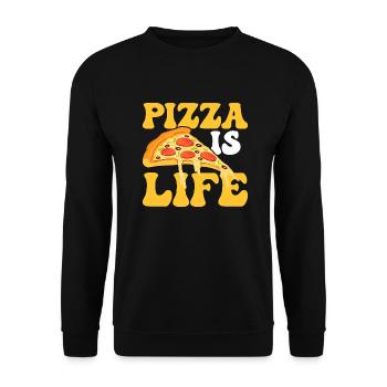 Pizza Is Life Funny Pizza Themed Party - Unisex Pullover - Schwarz - Vorne - Alina (178cm) & Michal (187cm)