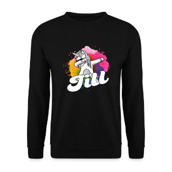 TILL - Beau nom de garçon avec licorne cool - Sweat-shirt Unisexe - noir - Devant - Alina (178cm) & Michal (187cm)