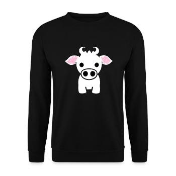 Kuh süß Tier Bauernhof Tiere lustig Kühe neu 2 - Unisex Pullover - Schwarz - Vorne - Alina (178cm) & Michal (187cm)