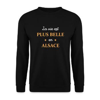 La vie est plus belle en Alsace - Sweat-shirt Unisexe - noir - Devant - Alina (178cm) & Michal (187cm)