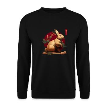 Chinese New Year 2023 Rabbit - Unisex Sweatshirt - black - Front - Alina (178cm) & Michal (187cm)
