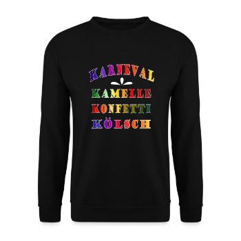 Karneval Kamelle Konfetti Kölsch - Unisex Pullover - Schwarz - Vorne - Alina (178cm) & Michal (187cm)