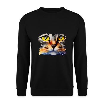 Katzengesicht 2 - Unisex Pullover - Schwarz - Vorne - Alina (178cm) & Michal (187cm)
