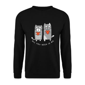 « Tout ce dont tu as besoin, c’est moi » - Cat Love - Love Story - Sweat-shirt Unisexe - noir - Devant - Alina (178cm) & Michal (187cm)