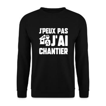 J’peux pas j’ai chantier - Sweat-shirt Unisexe - noir - Devant - Alina (178cm) & Michal (187cm)