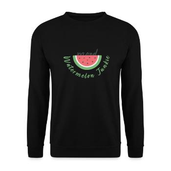 Wassermelonen Junkie - Unisex Pullover - Schwarz - Vorne - Alina (178cm) & Michal (187cm)