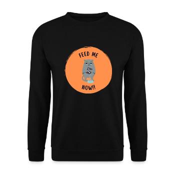 Angry Cat - Feed me now - Hangry - Unisex Pullover - Schwarz - Vorne - Alina (178cm) & Michal (187cm)