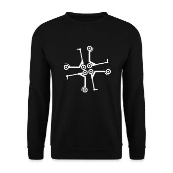 E-Scooter E-Roller Scooter - Unisex Sweatshirt - black - Front - Alina (178cm) & Michal (187cm)