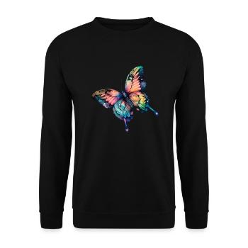 Schmetterling Regenbogenfarben - Unisex Pullover - Schwarz - Vorne - Alina (178cm) & Michal (187cm)