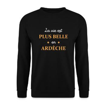 La vie est plus belle en ardèche - Sweat-shirt Unisexe - noir - Devant - Alina (178cm) & Michal (187cm)