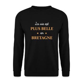 La vie est plus belle en bretagne - Sweat-shirt Unisexe - noir - Devant - Alina (178cm) & Michal (187cm)
