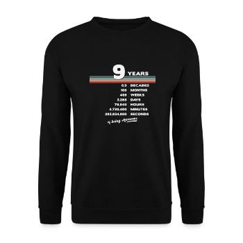 9. Geburtstag Jahrgang 9 Jahre alt Retro 108 Monate - Unisex Pullover - Schwarz - Vorne - Alina (178cm) & Michal (187cm)