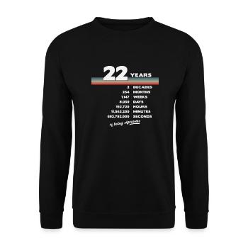 22ème Anniversaire Millésime 22 ans Rétro 264 - Sweat-shirt Unisexe - noir - Devant - Alina (178cm) & Michal (187cm)