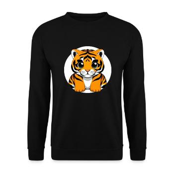 Comic Tiger Mignon Drôle Cool Dessin animé 13 - Sweat-shirt Unisexe - noir - Devant - Alina (178cm) & Michal (187cm)