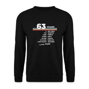 63ème Anniversaire Millésime 63 ans Rétro 756 - Sweat-shirt Unisexe - noir - Devant - Alina (178cm) & Michal (187cm)