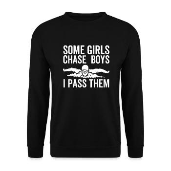 Certaines filles chassent les garçons Je les dépasse - Sweat-shirt Unisexe - noir - Devant - Alina (178cm) & Michal (187cm)