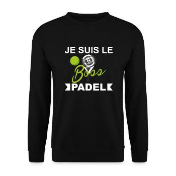 Je suis le boss, padel. cadeau drôles padel sport - Sweat-shirt Unisexe - noir - Devant - Alina (178cm) & Michal (187cm)