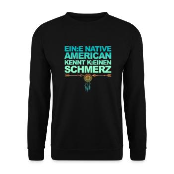 Selbstironie: Woke, Gendern & kulturelle Aneignung - Unisex Pullover - Schwarz - Vorne - Alina (178cm) & Michal (187cm)