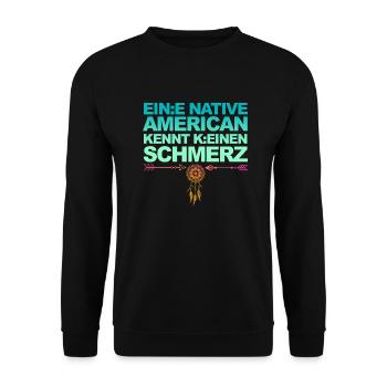 Selbstironie: Woke, Gendern & kulturelle Aneignung - Unisex Pullover - Schwarz - Vorne - Alina (178cm) & Michal (187cm)