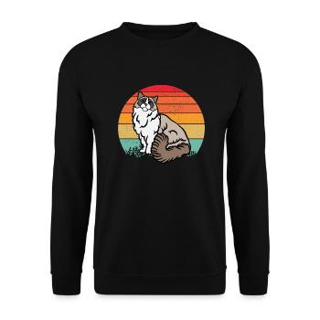 Chat RAGDOLL rétro - Sweat-shirt Unisexe - noir - Devant - Alina (178cm) & Michal (187cm)