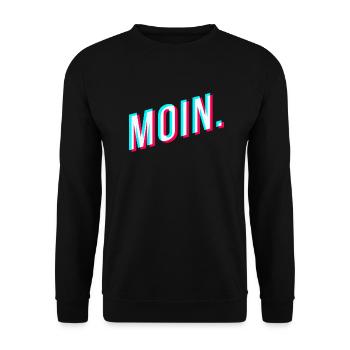 Moin. Glitcheffekt - Unisex Pullover - Schwarz - Vorne - Alina (178cm) & Michal (187cm)