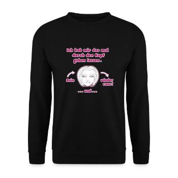witziges Nicht-Nachdenken-Design / lustige Sprüche - Unisex Pullover - Schwarz - Vorne - Alina (178cm) & Michal (187cm)