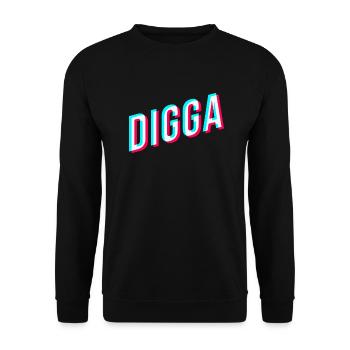 digga schriftzug tik tok style jugendsprache - Unisex Pullover - Schwarz - Vorne - Alina (178cm) & Michal (187cm)
