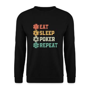 Eat Sleep Poker Repeat Card Player Gambling - Unisex Sweatshirt - black - Front - Alina (178cm) & Michal (187cm)