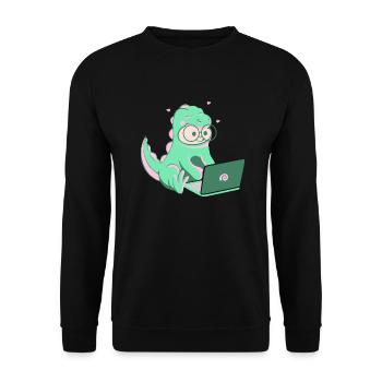 Dino Nerd - Unisex Pullover - Schwarz - Vorne - Alina (178cm) & Michal (187cm)