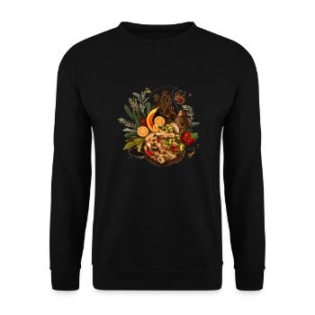 Cadeau Vegan Plate - Sweat-shirt Unisexe - noir - Devant - Alina (178cm) & Michal (187cm)