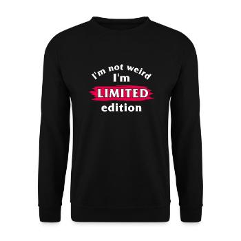 Ich bin nicht komisch. Ich bin limitierte Auflage - Unisex Pullover - Schwarz - Vorne - Alina (178cm) & Michal (187cm)