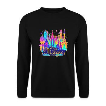 Das Leben braucht Magie - Unisex Pullover - Schwarz - Vorne - Alina (178cm) & Michal (187cm)