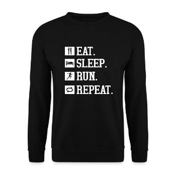 Eat. Sleep. Run. Repeat. Running Marathon Trail - Unisex Pullover - Schwarz - Vorne - Alina (178cm) & Michal (187cm)