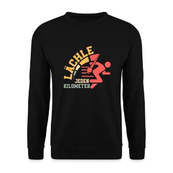 Lächle jeden Kilometer Joggen Laufen - Unisex Pullover - Schwarz - Vorne - Alina (178cm) & Michal (187cm)