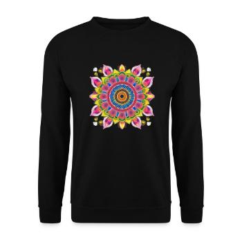 Botanical Mandala oil painting - Unisex Sweatshirt - black - Front - Alina (178cm) & Michal (187cm)