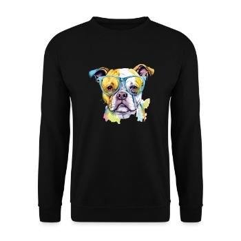Jik the bespectacled dog - Unisex Sweatshirt - black - Front - Alina (178cm) & Michal (187cm)