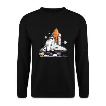 Playful Cartoon Space Shuttle - Unisex Sweatshirt - black - Front - Alina (178cm) & Michal (187cm)