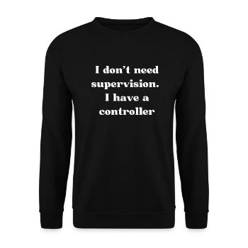 Unattended Gamer Saying English - Unisex Sweatshirt - black - Front - Alina (178cm) & Michal (187cm)